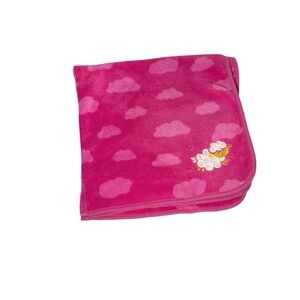 Regent Baby Dark Pink Soft Plush Baby Blanket Clouds Lamb Sheep Appliqué Lovey